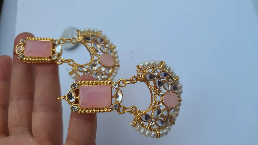 Retro Design Gold Plated Gemstone Earrings