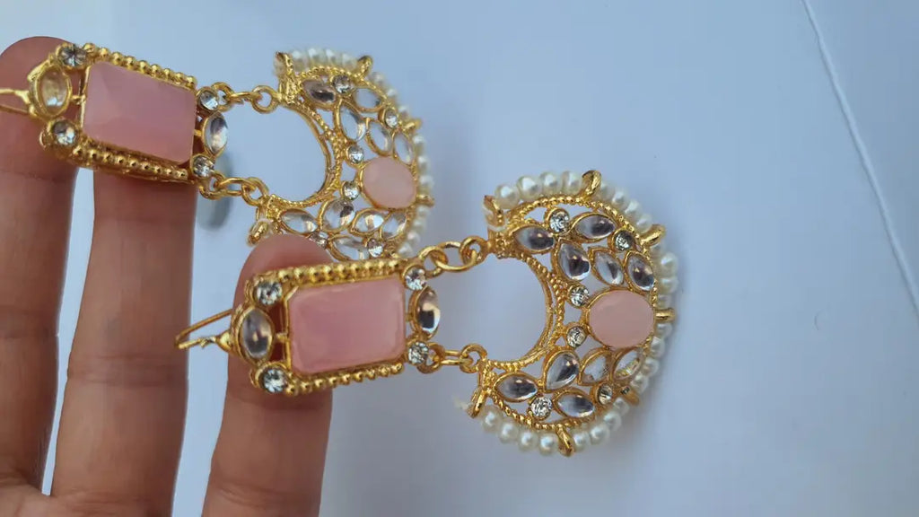Retro Design Gold Plated Gemstone Earrings