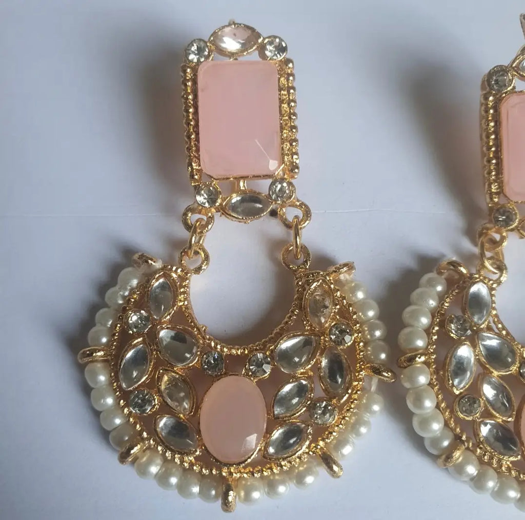 Retro Design Gold Plated Gemstone Earrings