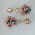 Fancy Gold Plated Rhinestone Dangling Earrings