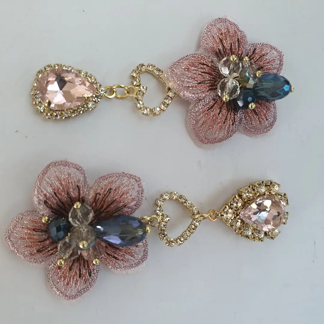 Fancy Gold Plated Rhinestone Dangling Earrings