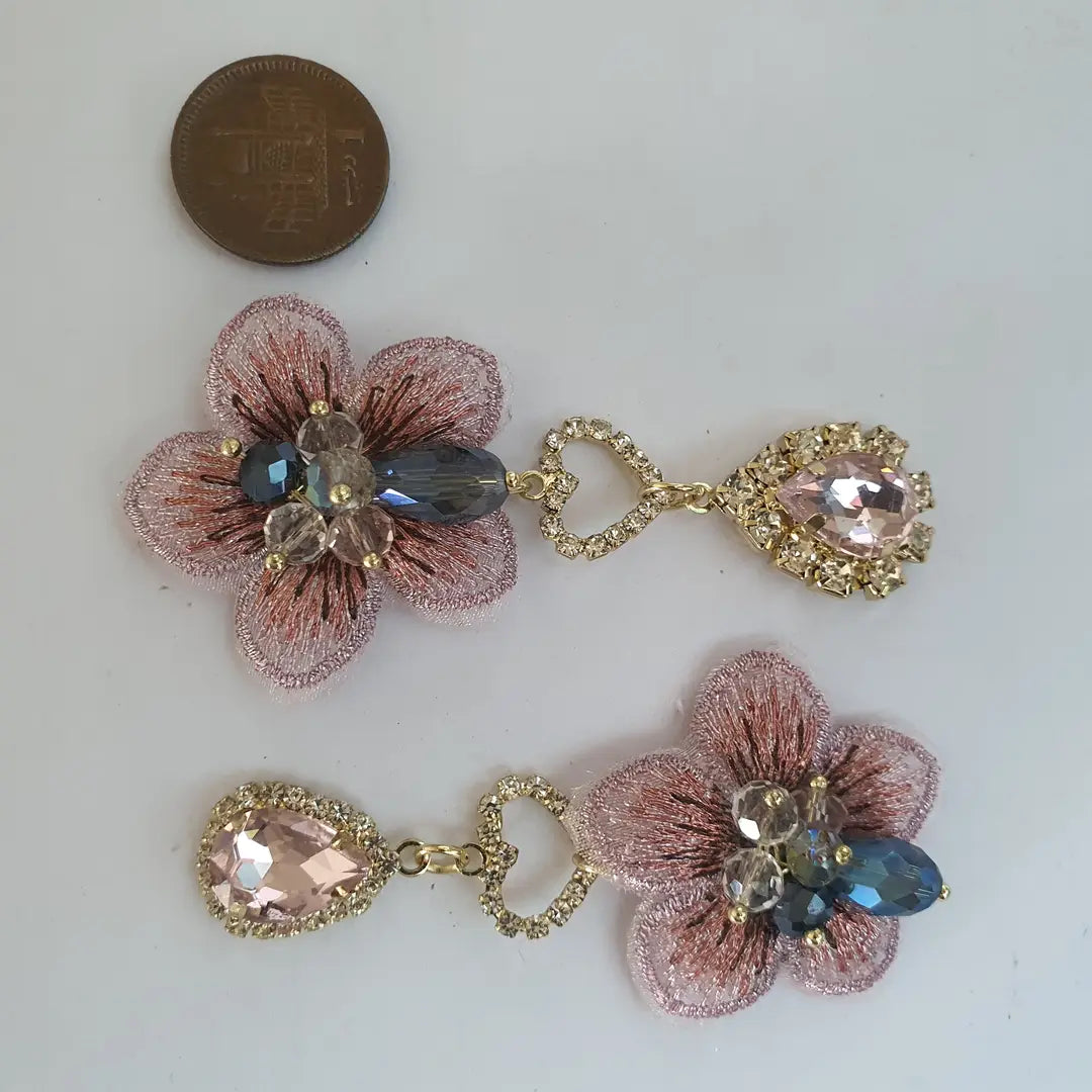 Fancy Gold Plated Rhinestone Dangling Earrings