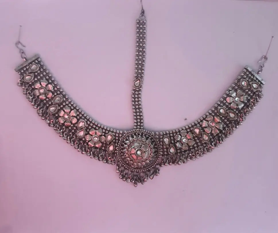 Antique Design Silver Plated Nagina Matha Patti