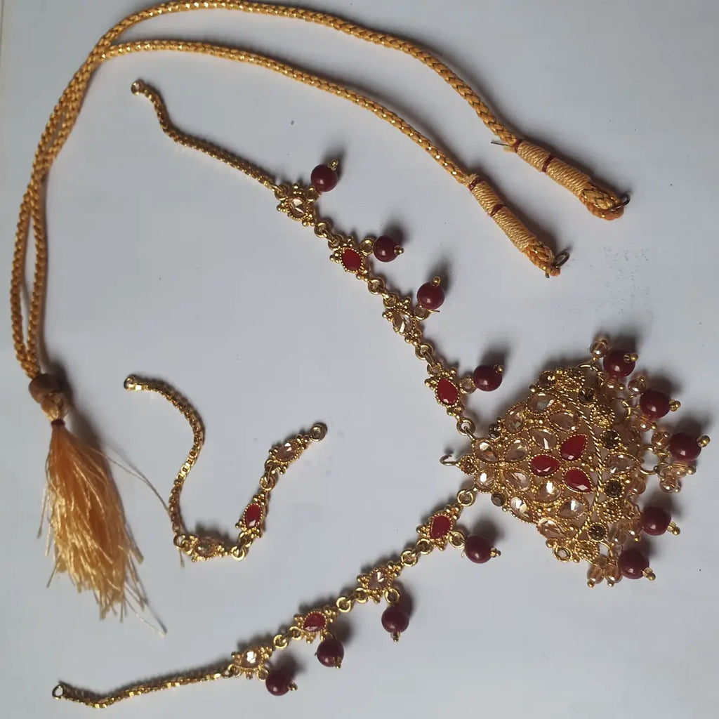 Rajasthani Design Gold Plated Kundan Matha Patti