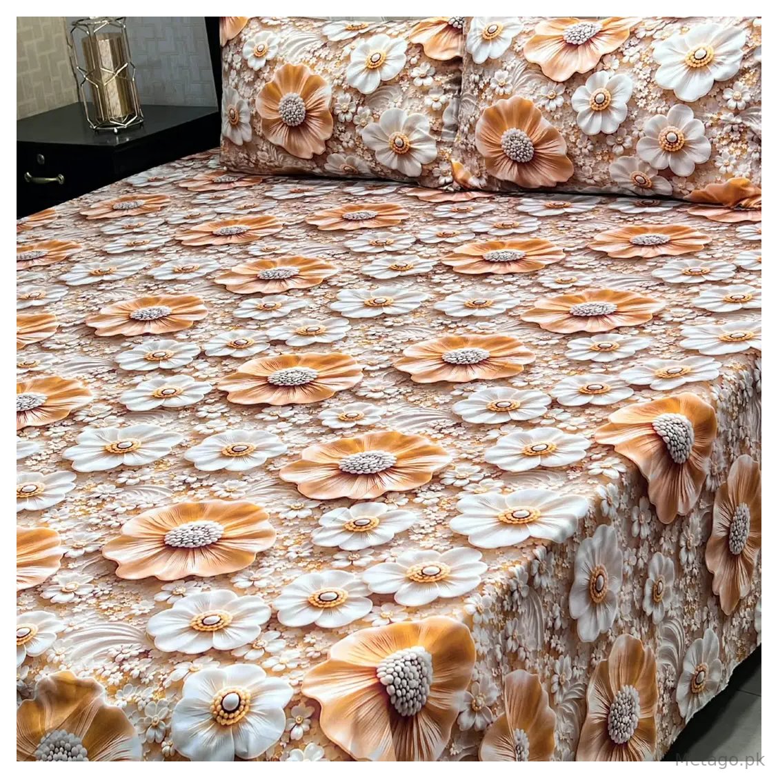 3 Pcs Micro Cotton Printed Double Bedsheet