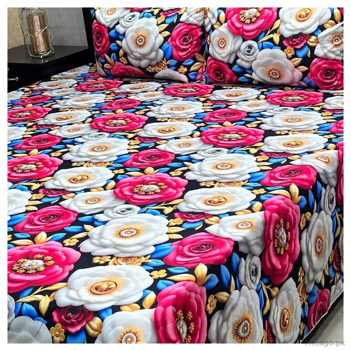 3 Pcs Micro Cotton Printed Double Bedsheet