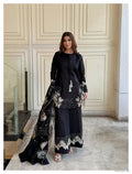3 Pcs Women's Stitched Linen Sequins Embroidered Suit