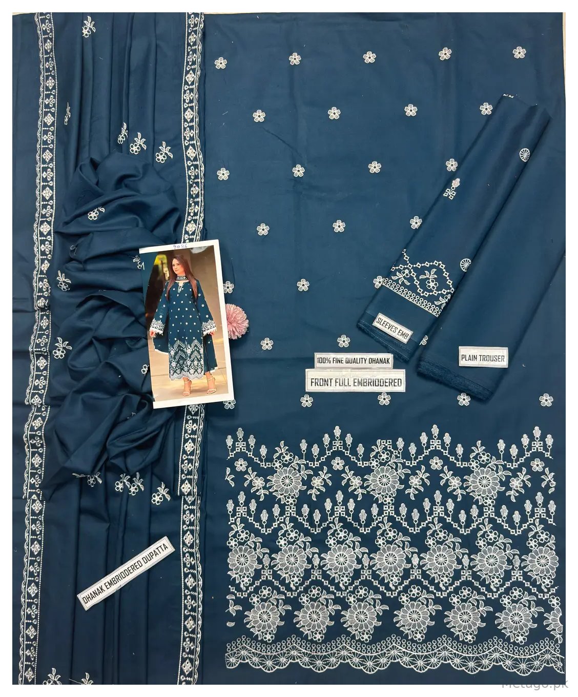 3 Pcs Women's Unstitched Embroidered Suit(f&f)