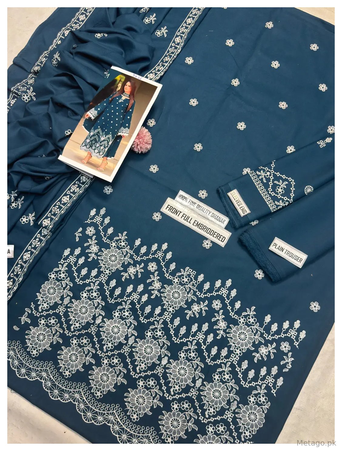 3 Pcs Women's Unstitched Embroidered Suit(f&f)