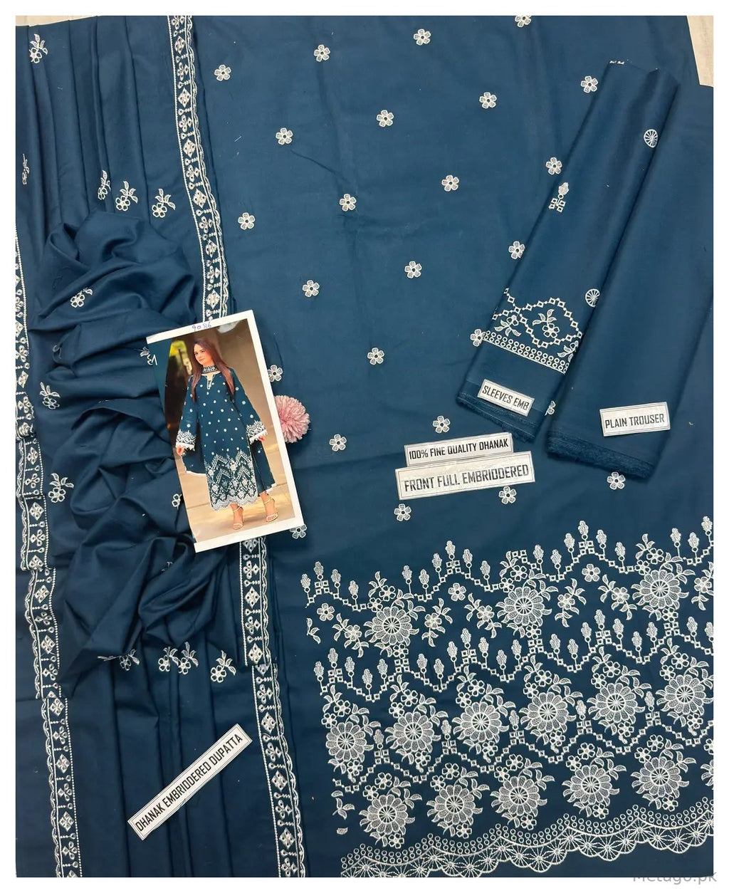 3 Pcs Women's Unstitched Embroidered Suit(f&f)