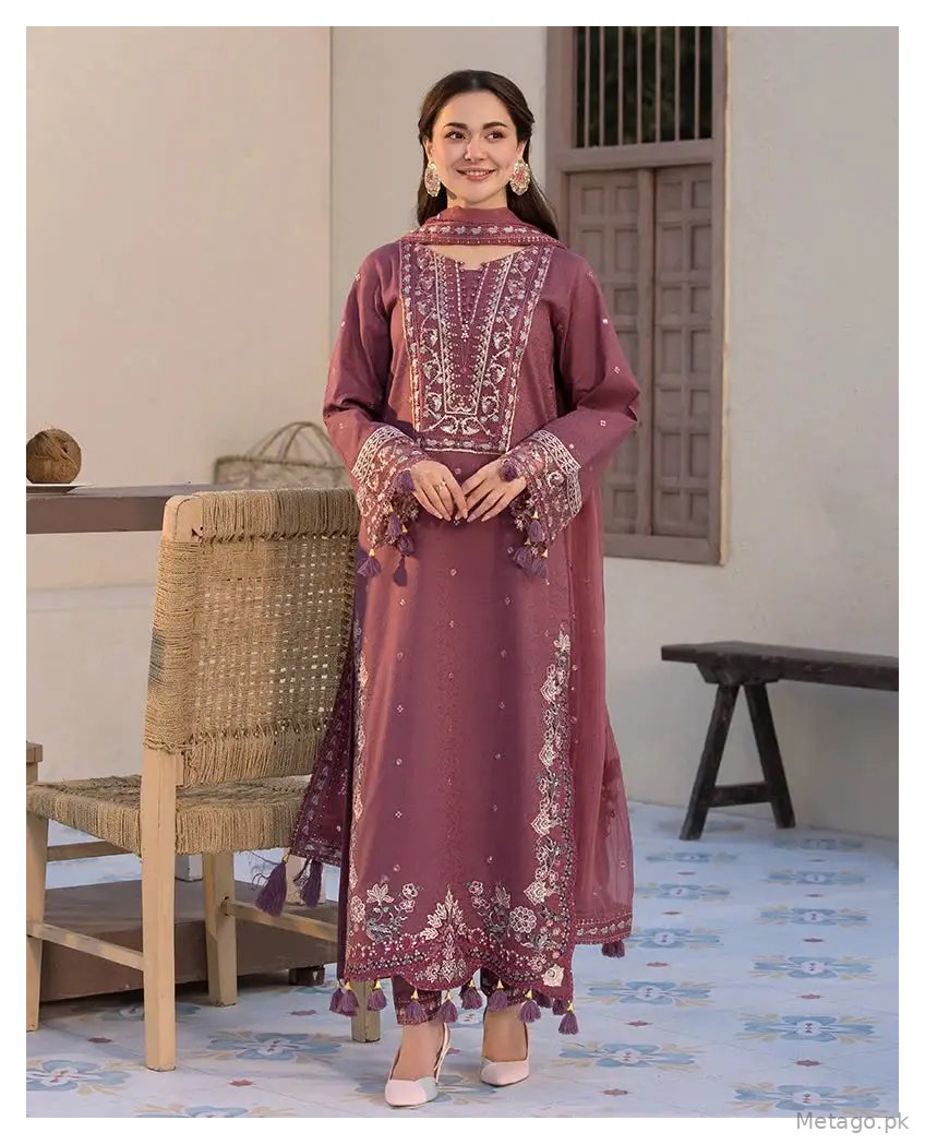 3 Pcs Women's Unstitched Embroidered Suit(f&f)