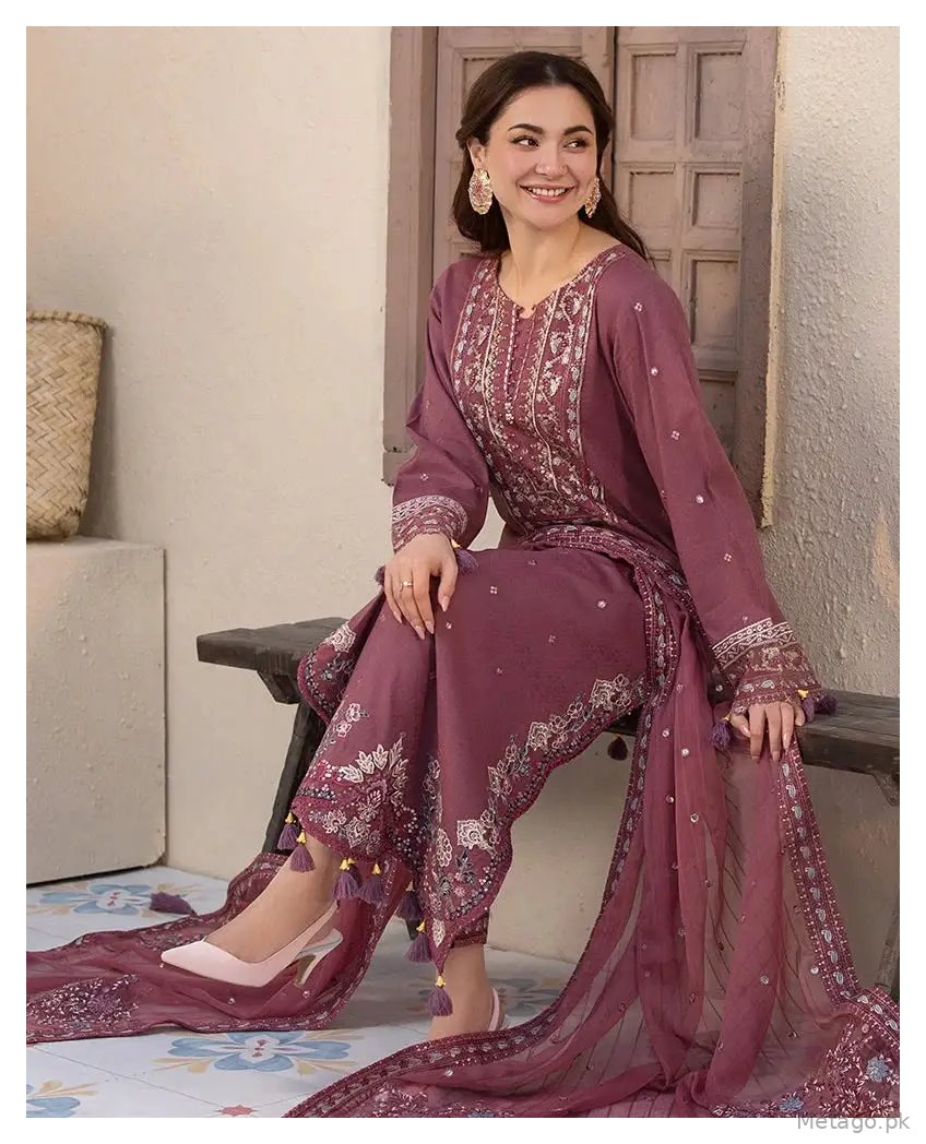 3 Pcs Women's Unstitched Embroidered Suit(f&f)