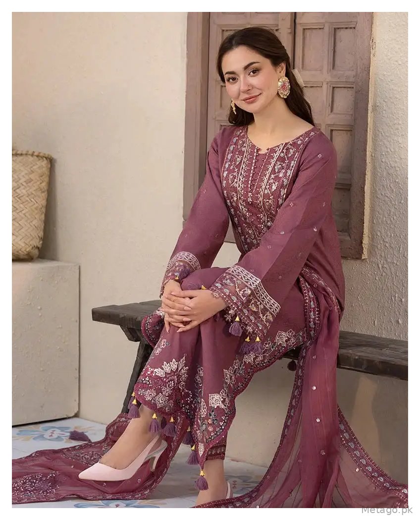3 Pcs Women's Unstitched Embroidered Suit(f&f)