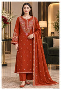 3 Pcs Women's Unstitched Embroidered Suit