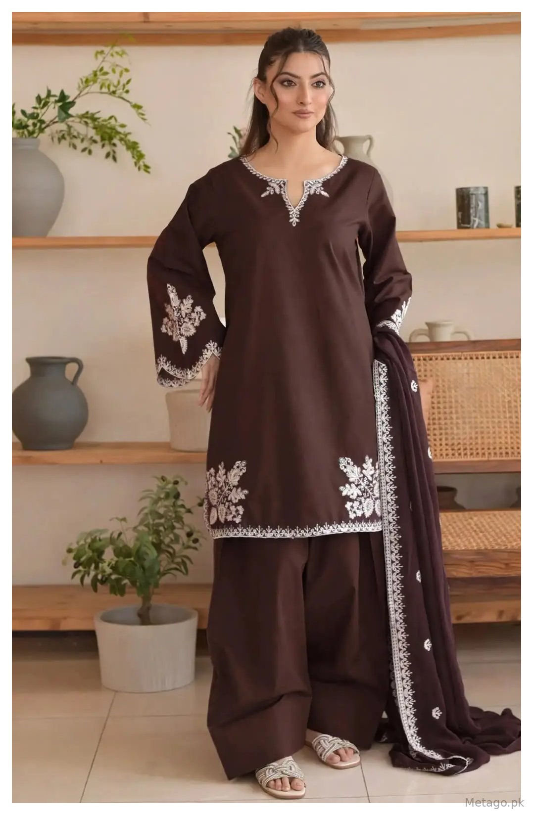 3 Pcs Women's Unstitched Embroidered Suit