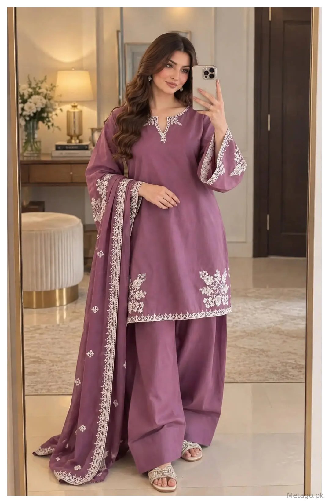 3 Pcs Women's Unstitched Embroidered Suit
