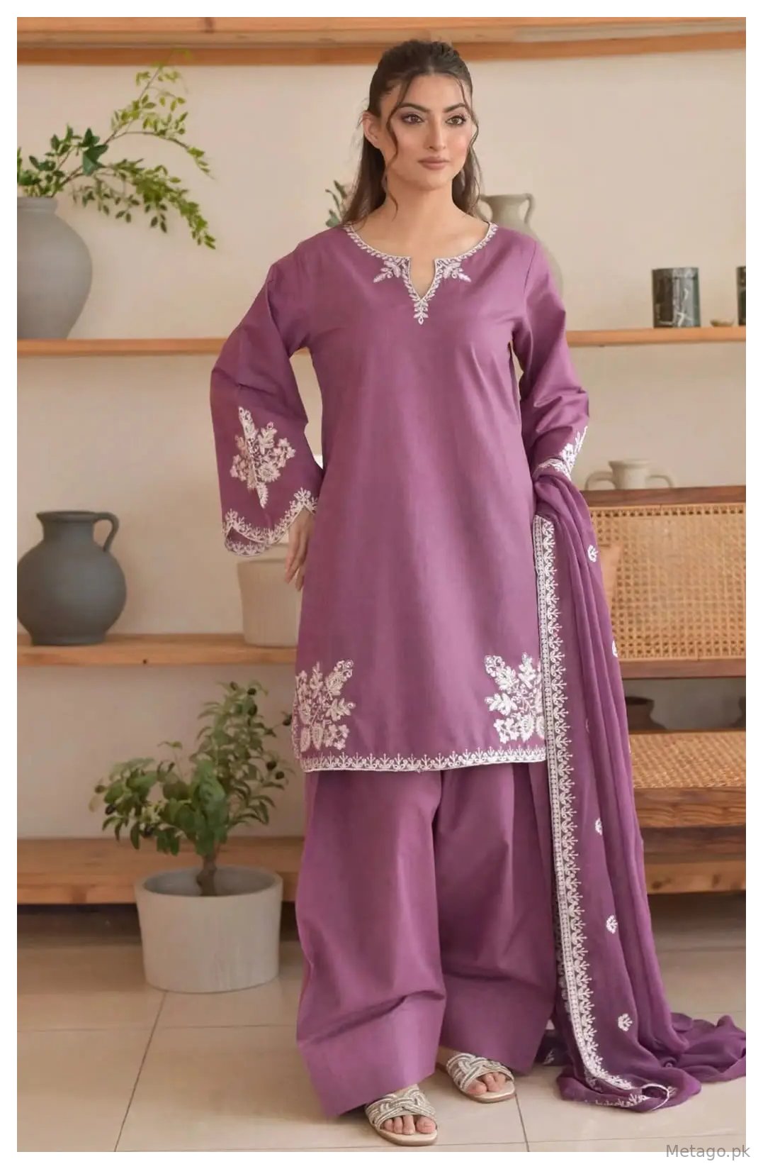 3 Pcs Women's Unstitched Embroidered Suit