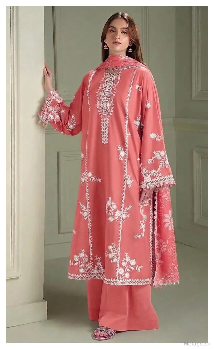 3 Pcs Women's Unstitched Embroidered Suit