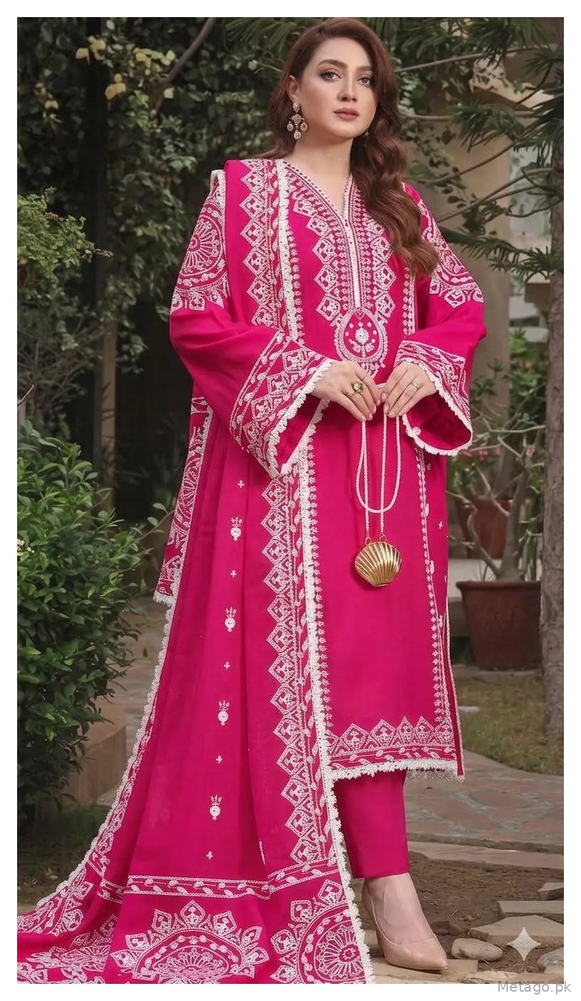 3 Pcs Women's Unstitched Embroidered Suit
