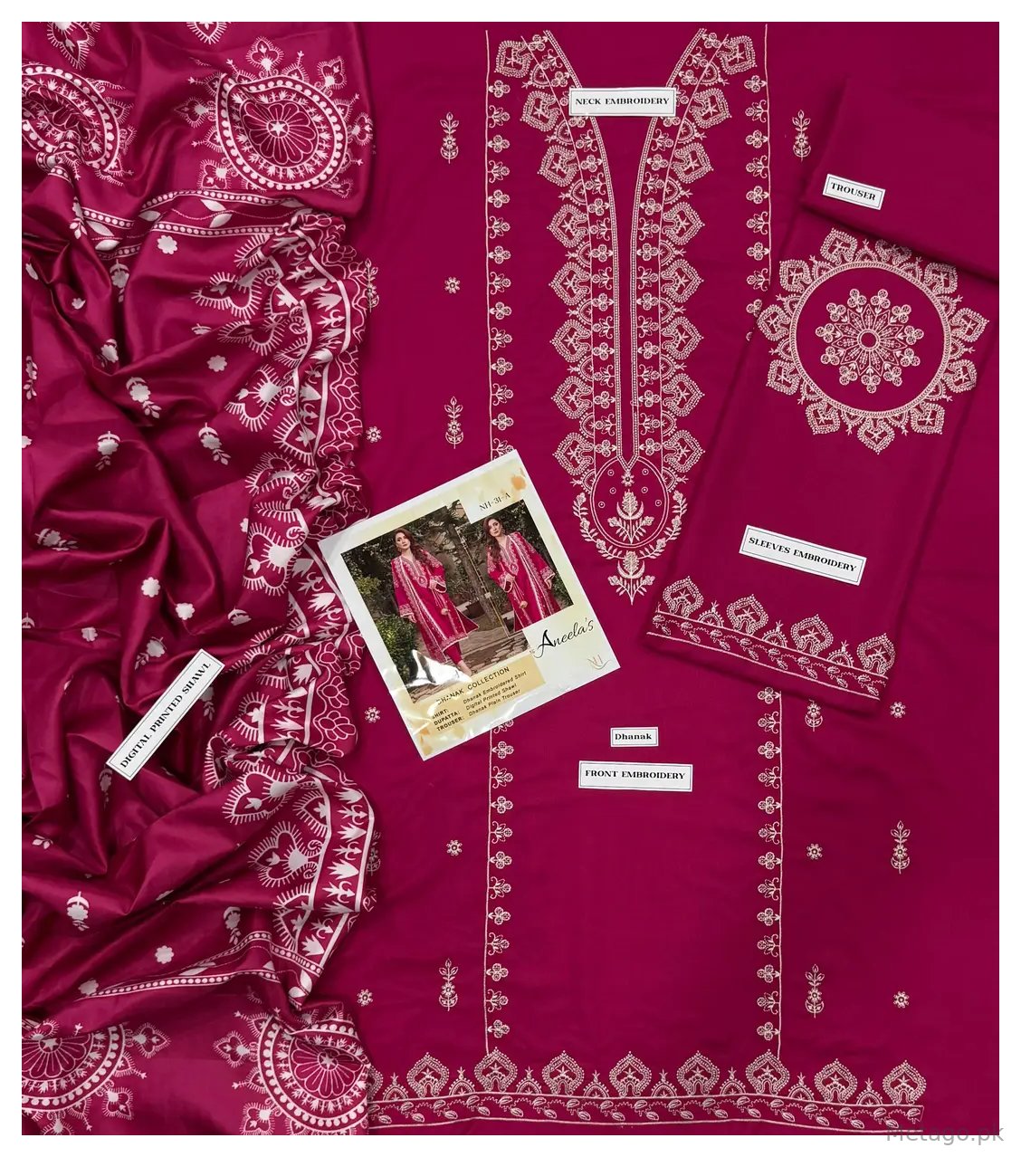 3 Pcs Women's Unstitched Embroidered Suit