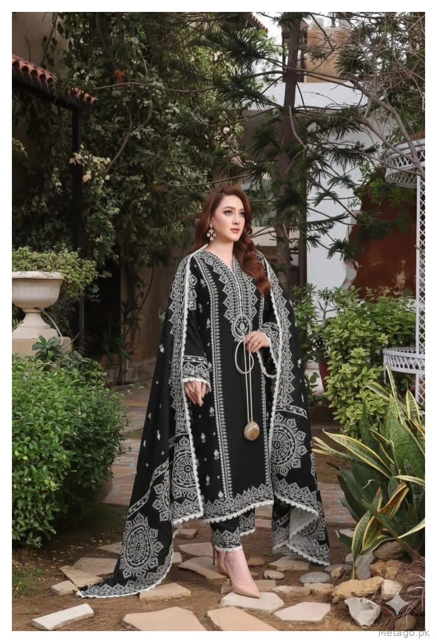 3 Pcs Women's Unstitched Embroidered Suit