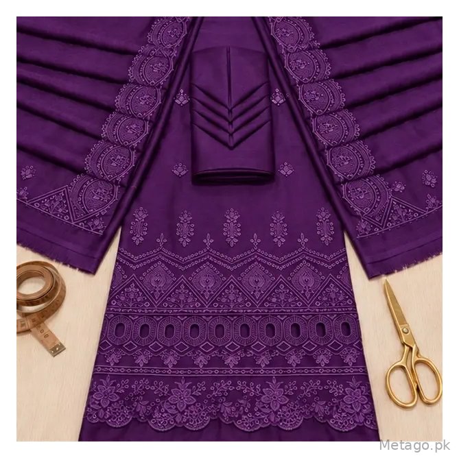 3 Pcs Women's Unstitched Embroidered Suit