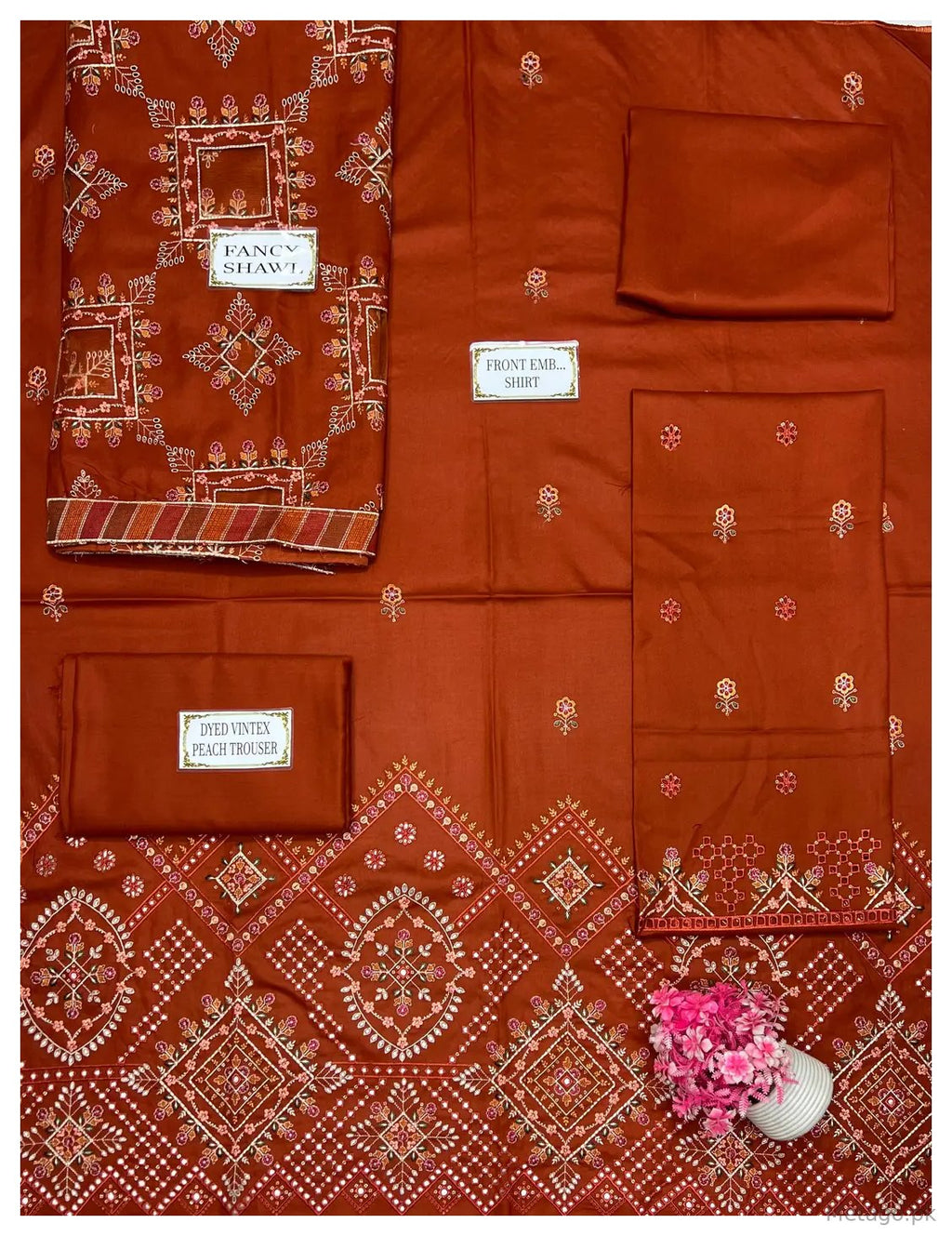 3 Pcs Women's Unstitched Plain Suit