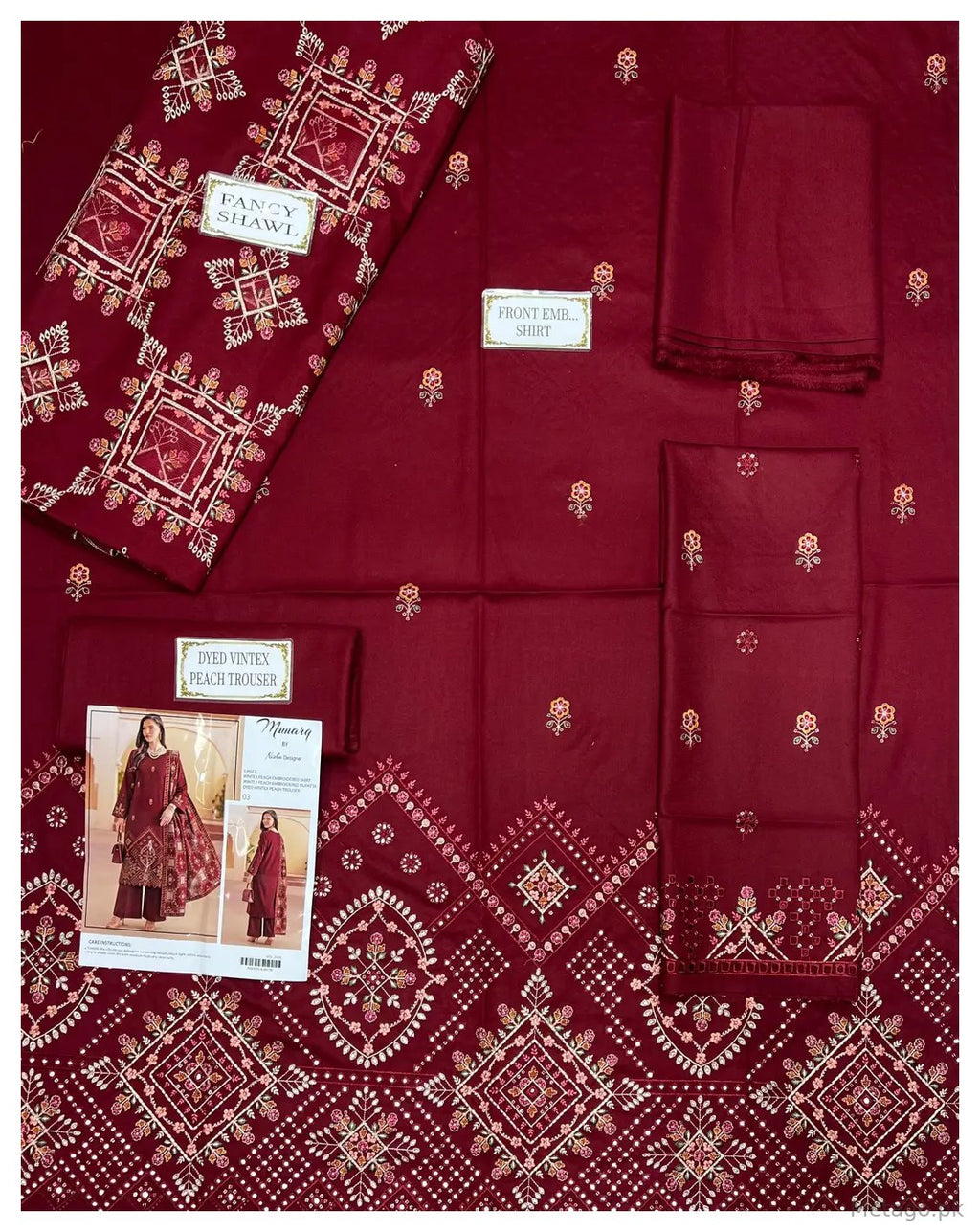 3 Pcs Women's Unstitched Plain Suit