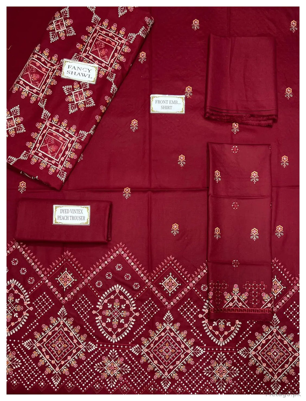 3 Pcs Women's Unstitched Plain Suit