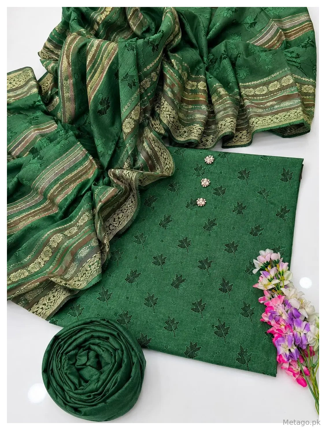 3 Pcs Women's Unstitched Printed Suit(f&f)