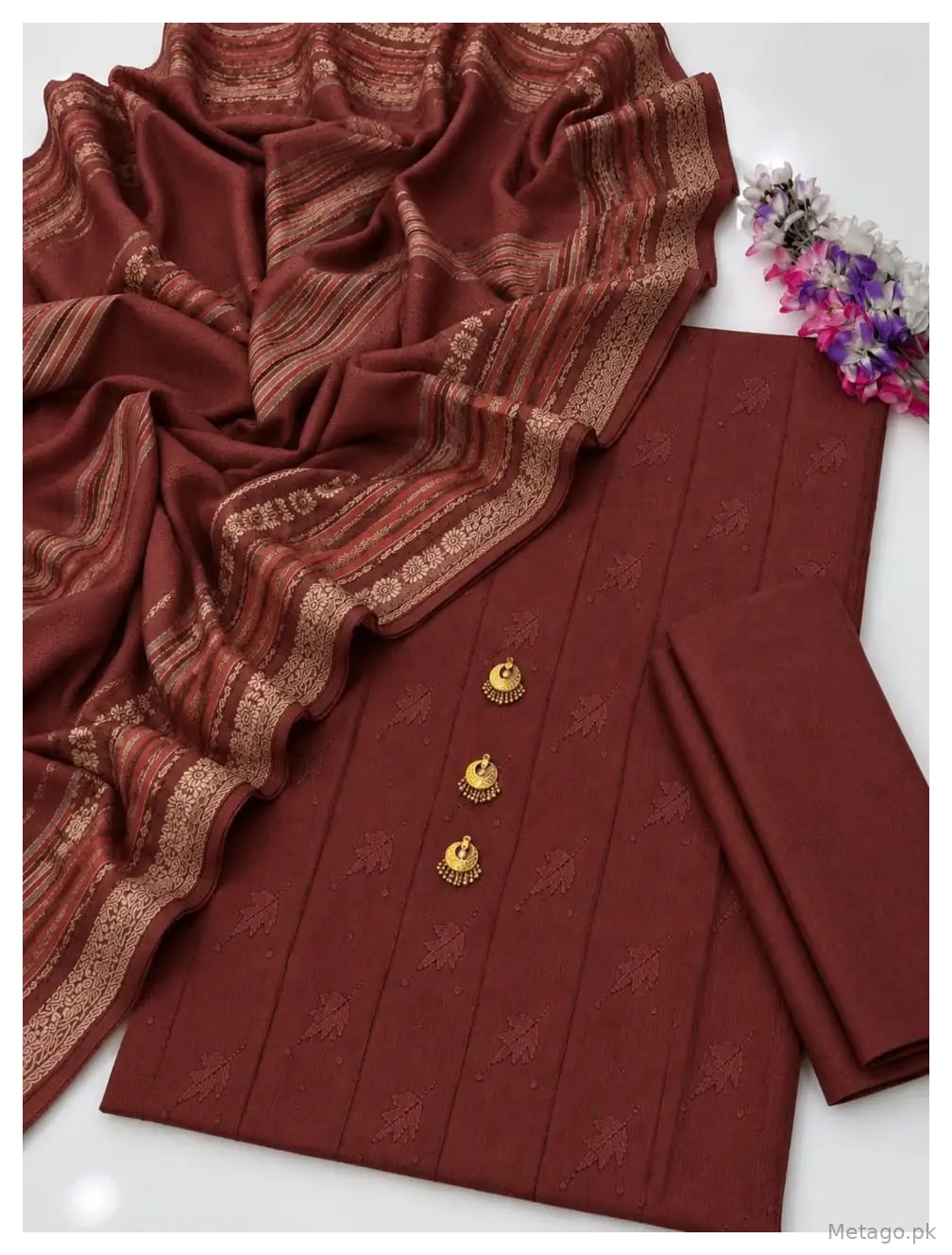 3 Pcs Women's Unstitched Printed Suit(f&f)