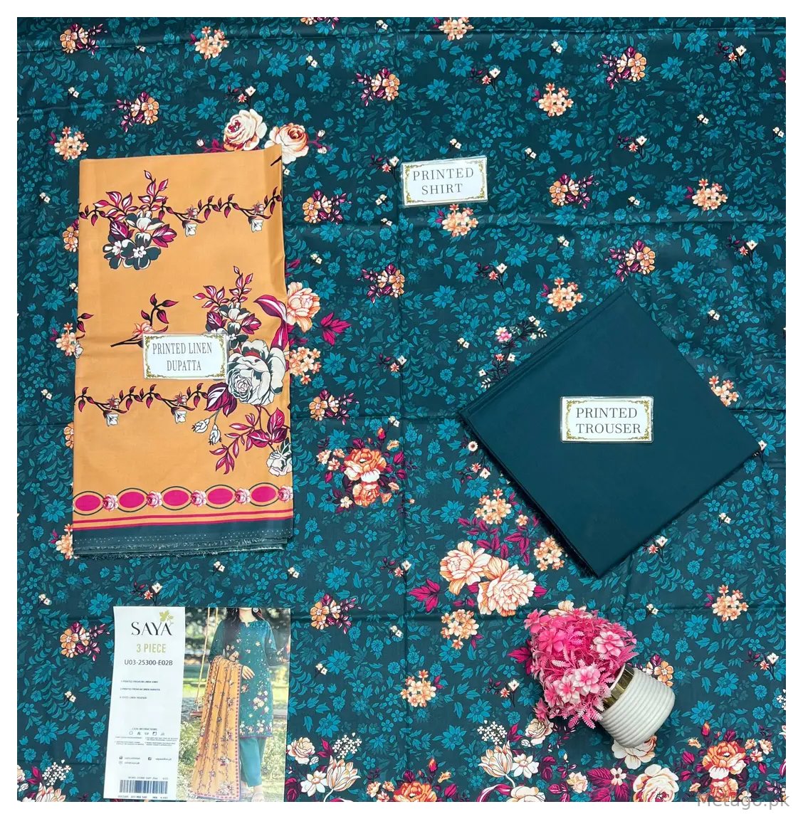 3 Pcs Women's Unstitched Printed Suit