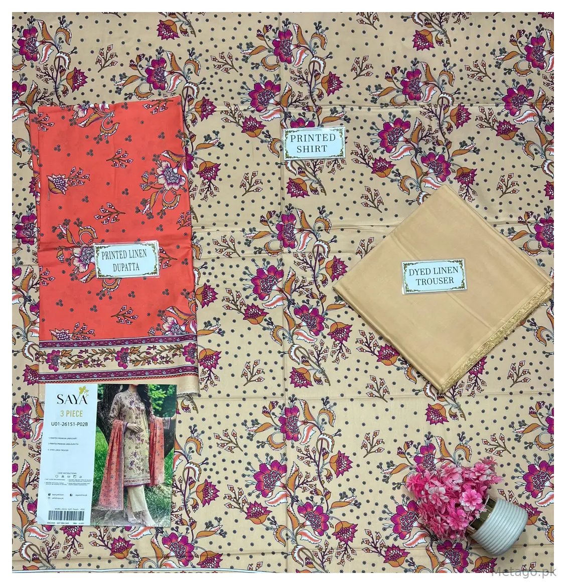 3 Pcs Women's Unstitched Printed Suit