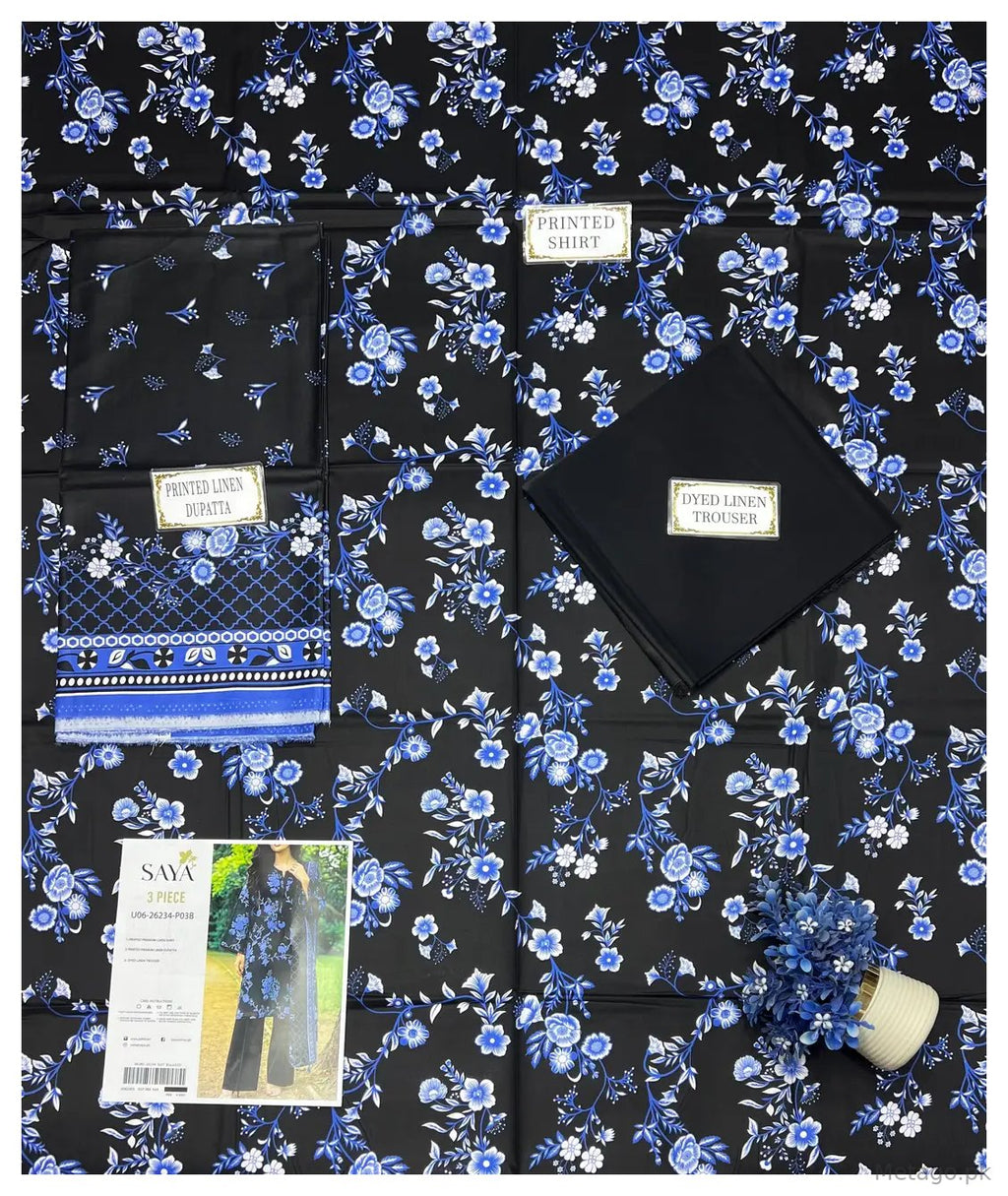 3 Pcs Women's Unstitched Printed Suit