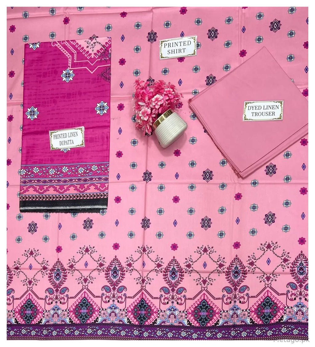 3 Pcs Women's Unstitched Printed Suit