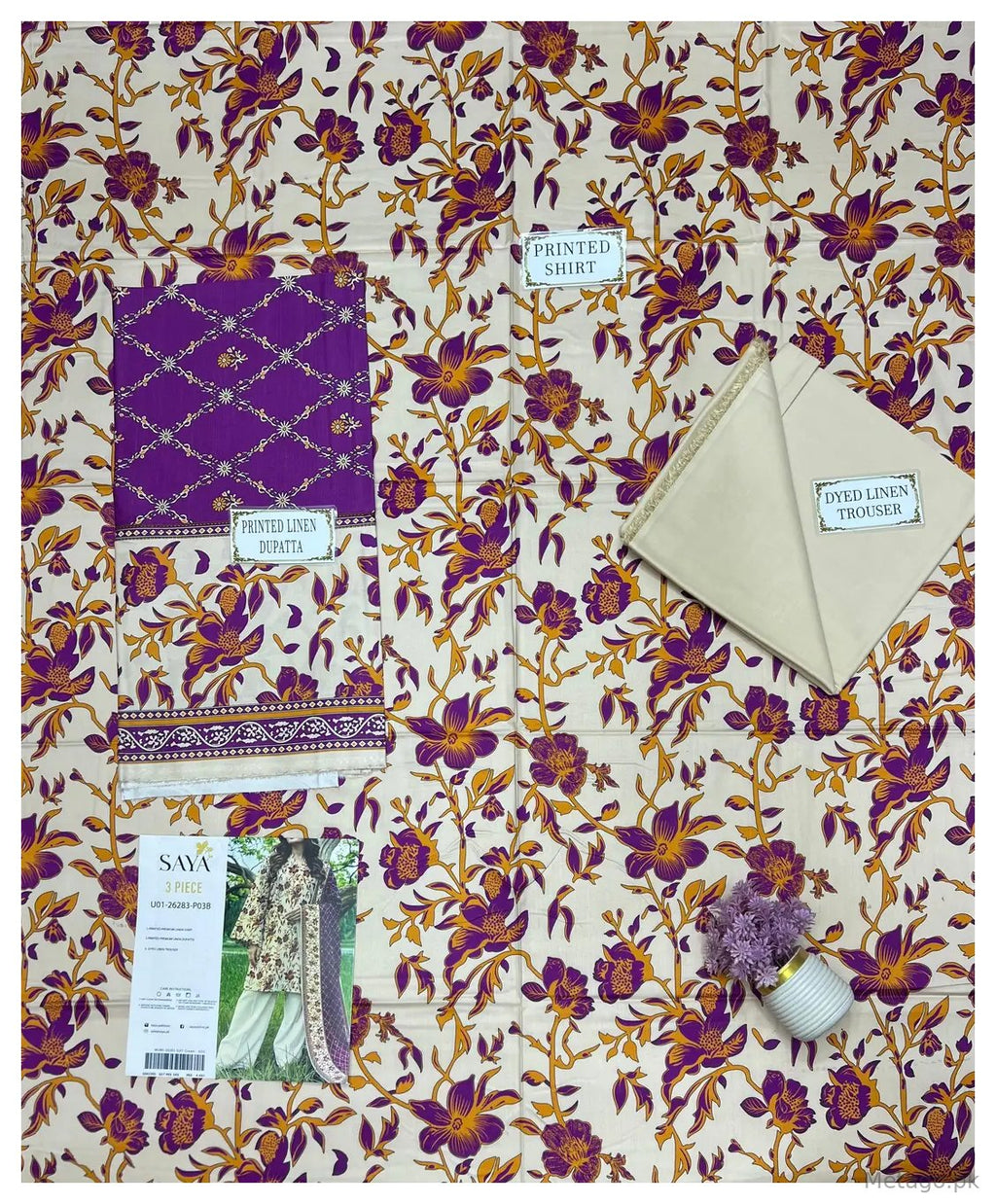 3 Pcs Women's Unstitched Printed Suit
