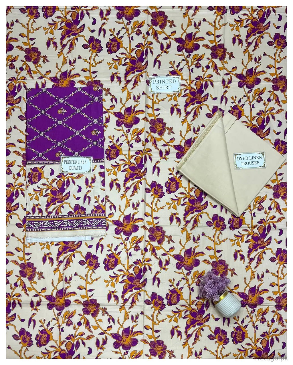 3 Pcs Women's Unstitched Printed Suit