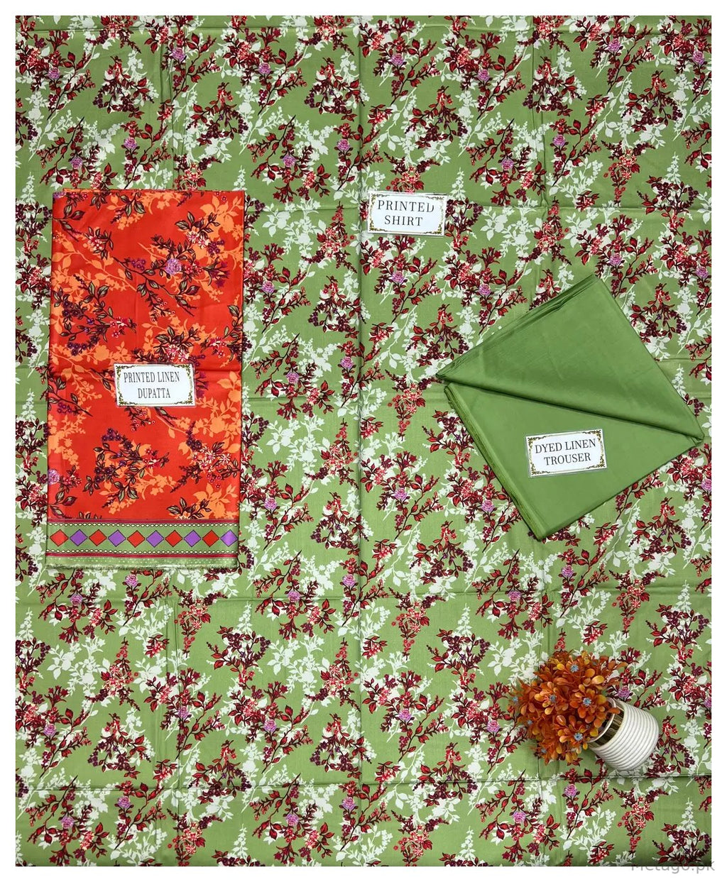 3 Pcs Women's Unstitched Printed Suit