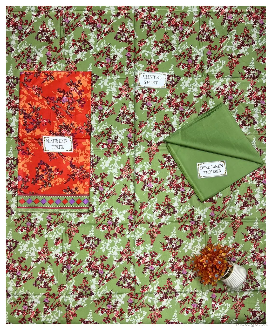 3 Pcs Women's Unstitched Printed Suit