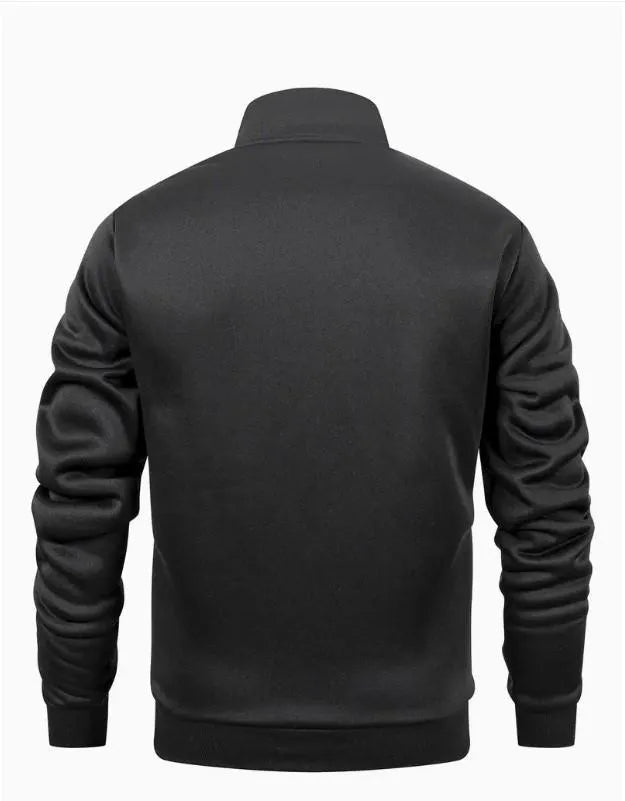 Men Black Fleece Track Suit with Golden Dragon Print 2Pcs