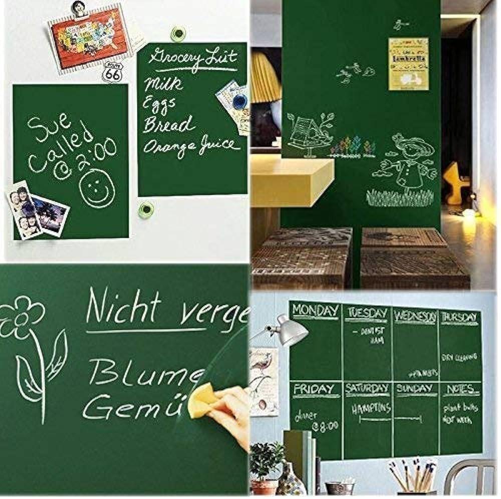Green Chalkboard Sticker 16x36 Inch with 5 Chalks