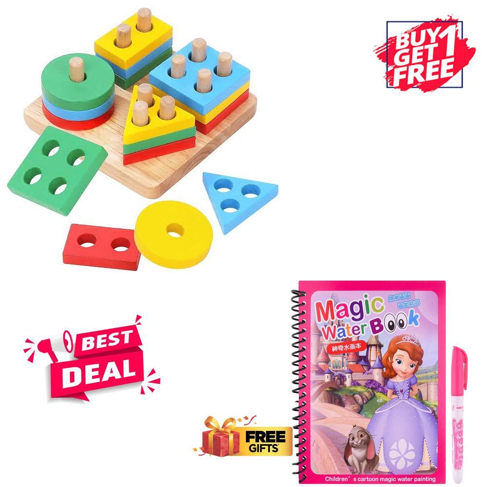 Wooden Puzzle Mat with Coloring Book for Kids
