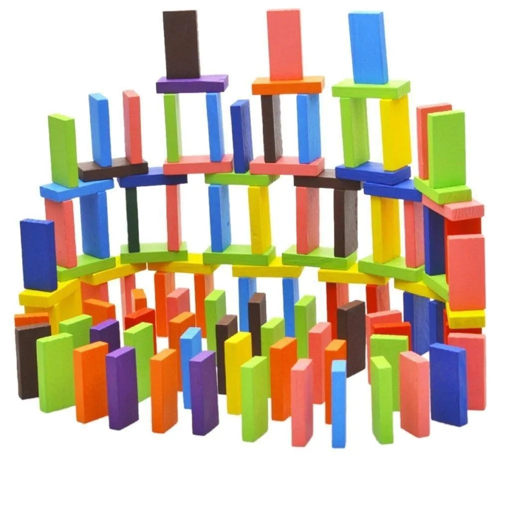 Domino Wooden Building Blocks 100 Pcs Multicolor