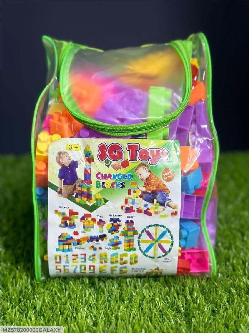 Multicolor Baby Blocks Set 226 Pcs Green Zipper Bag