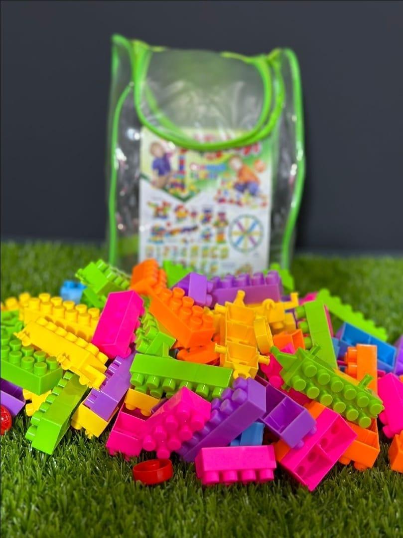 Multicolor Baby Blocks Set 226 Pcs Green Zipper Bag