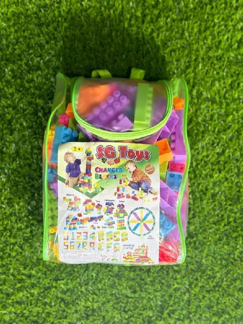 Multicolor Baby Blocks Set 226 Pcs Green Zipper Bag