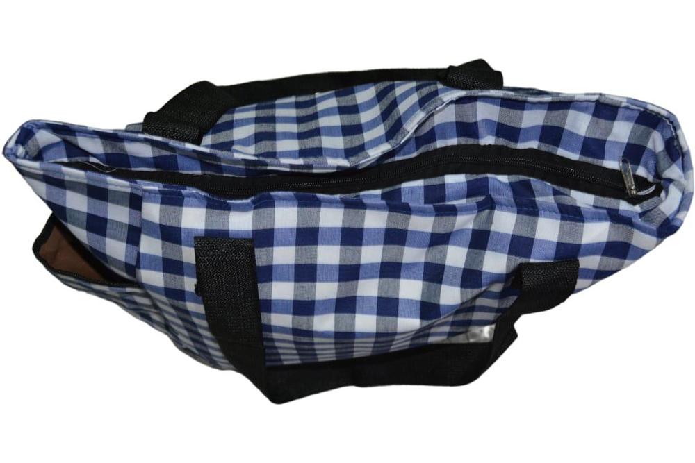 Baby Diapers Bag Blue Checkered Oxford Fabric