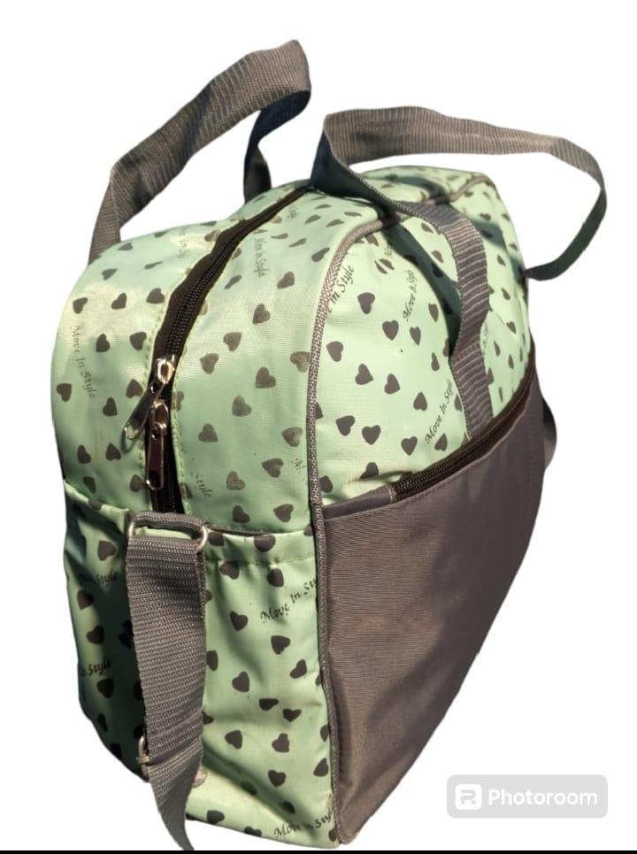 Baby Bag White Green Nylon Lightweight Daily Carry