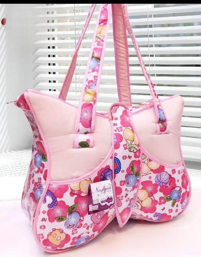 Stylish Pink Floral Baby Bag with Double Straps