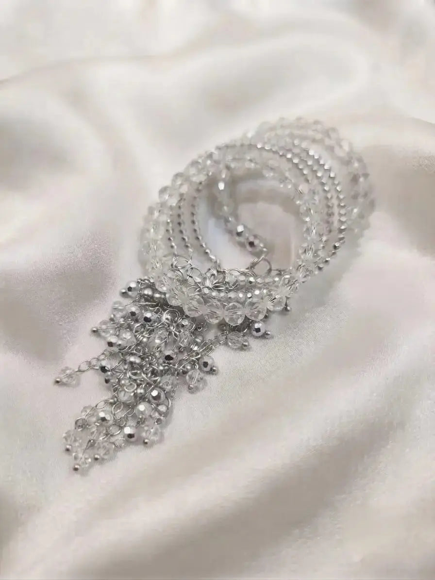 6 Pcs Modern Design Silver Plated Crystal Chain Bracelet